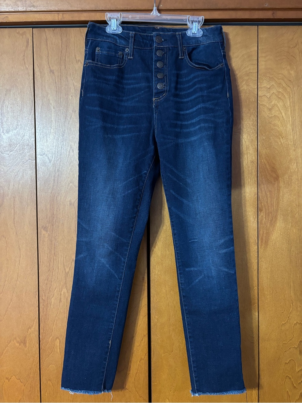 Aeropostale Dark Blue Straight Leg High-Rise Jeans with Button Fly